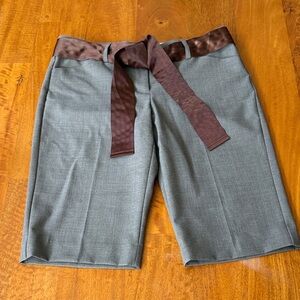 Express Women's The Editor Shorts with Brown Waist Tie